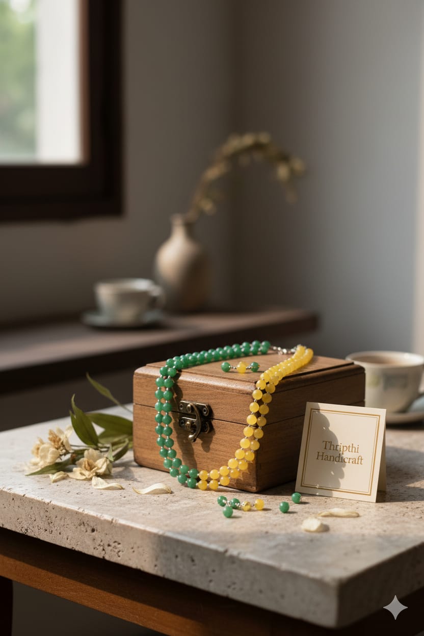 Dual-Tone Jade Bead Necklace