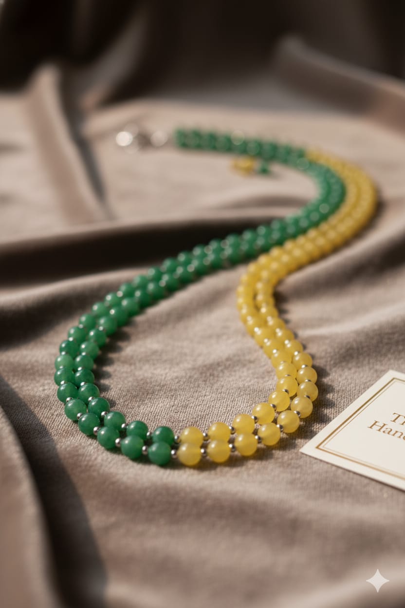 Dual-Tone Jade Bead Necklace - Image 3