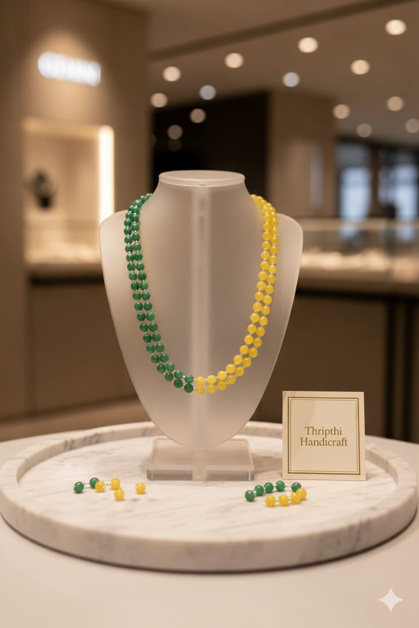 Dual-Tone Jade Bead Necklace - Image 4